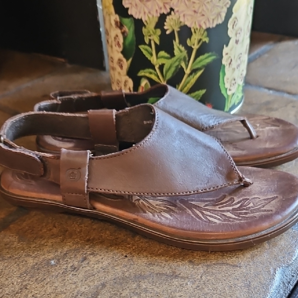 Born Dark Brown Leather Sandals - Picture 3 of 5